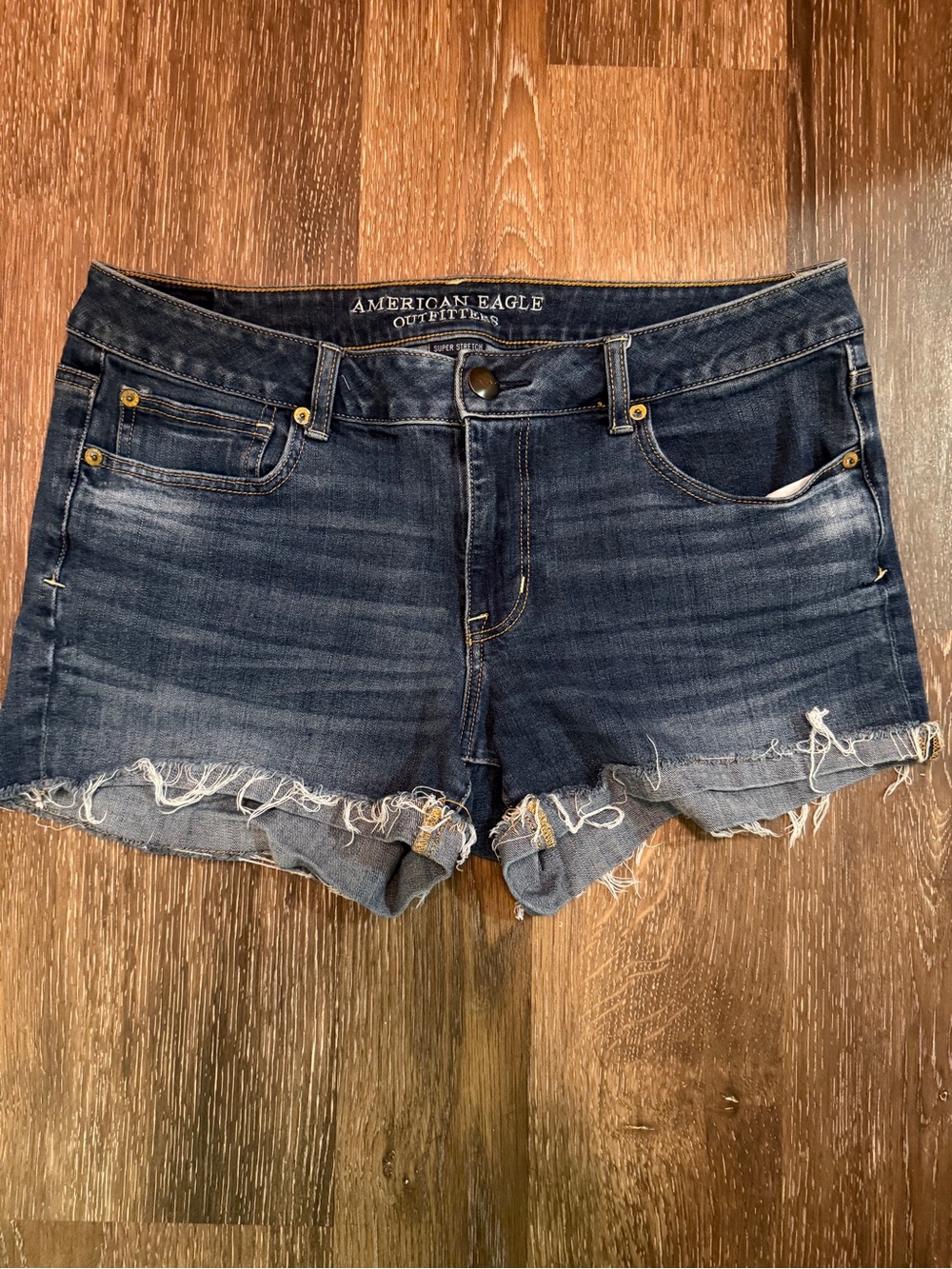 American Eagle Outfitters Navy Blue Distressed Denim Cutoff Shorts